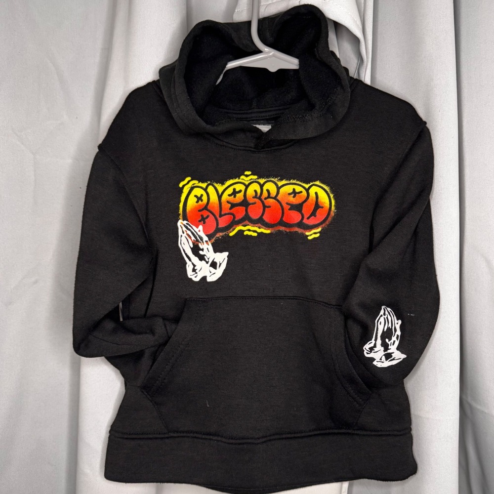 Brooklyn Cloth Kids Black Blessed Graphic‎ Hoodie Size 4 Boys or Girls